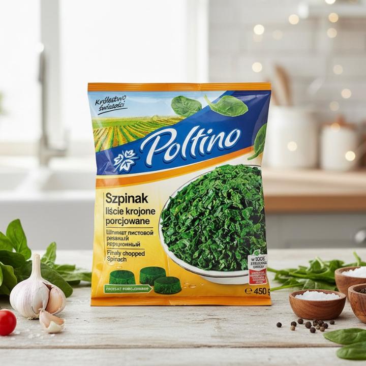 “Poltino” Шпинат листовой резаный порционный 12*450гр